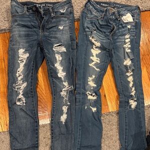 TWO American Eagle Distressed Blue Jeans